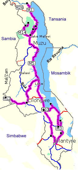 Route August 2009 Malawi